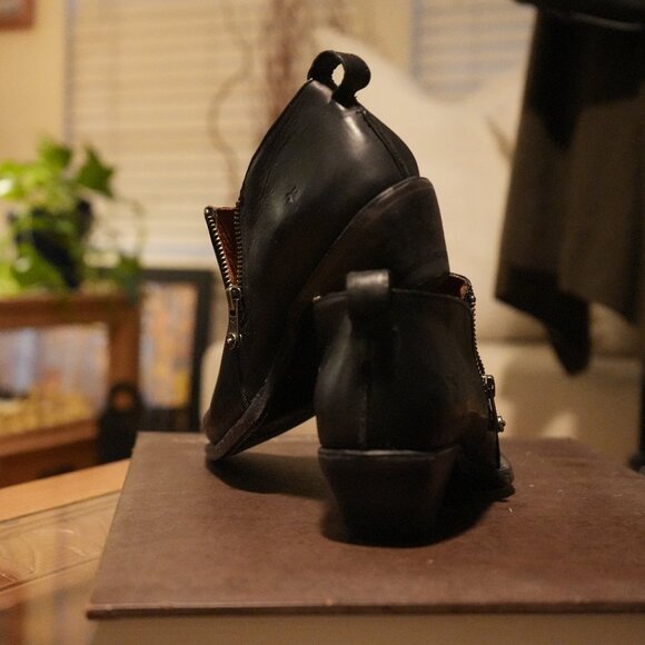 Black Leather Frey Booties - Picture 1 of 5